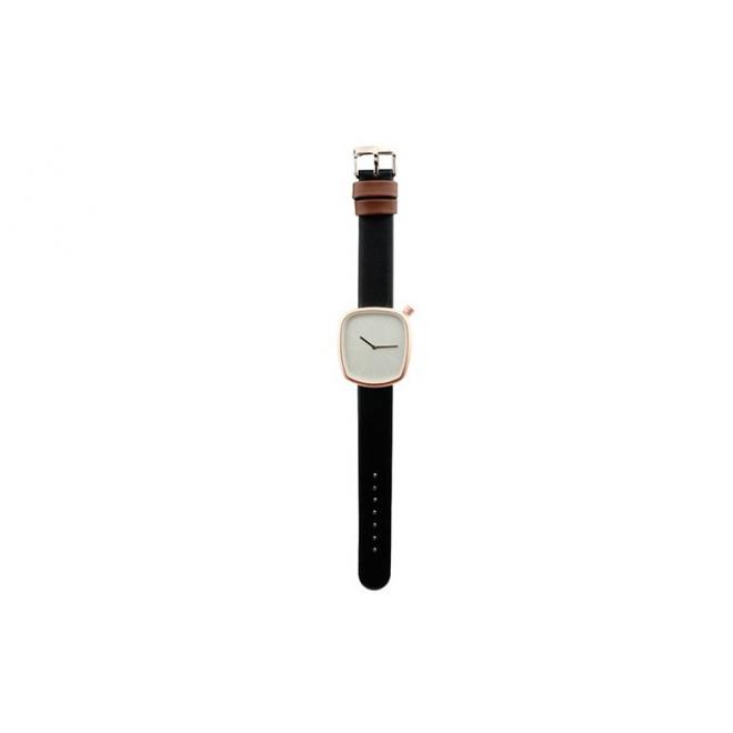 Dámske klasické hodinky s koženým remienkom v čiernej farbe