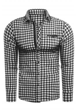 Pánska kockovaná košeľa v čierno-bielej farbe