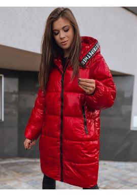Zimná dámska oversize bunda červenej farby s potlačou