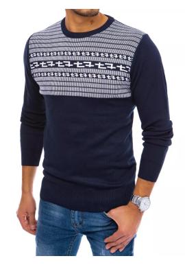 Tmavomodrý štýlový sveter so vzorom pre pánov