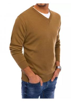 Pánsky klasický sveter s véčkovým výstrihom v hnedej farbe