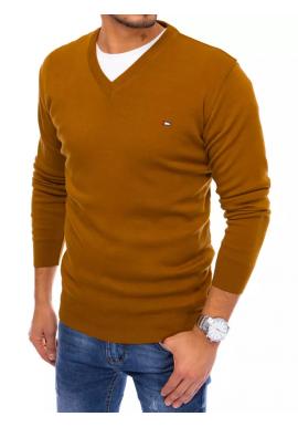 Klasický pánsky sveter hnedej farby s véčkovým výstrihom