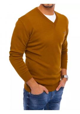 Klasický pánsky sveter hnedej farby s véčkovým výstrihom