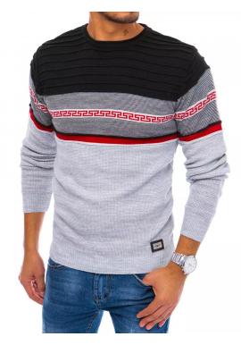 Svetlosivý štýlový sveter so vzorom pre pánov