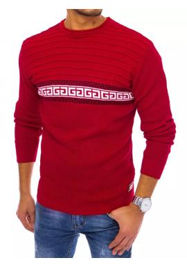 Pánsky módny sveter so vzorom v červenej farbe