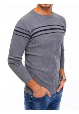 Pánsky módny sveter s pruhmi v sivej farbe
