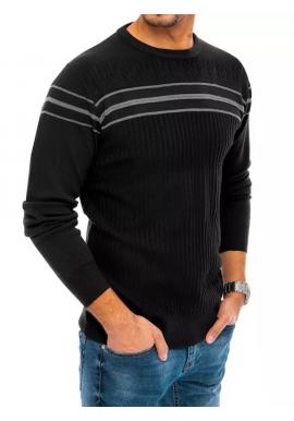 Čierny módny sveter s pruhmi pre pánov