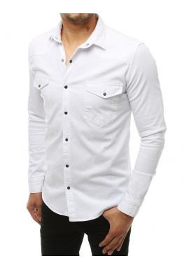 Štýlová pánska košeľa s vreckami na hrudi v bielej farbe