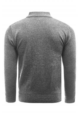 Pánsky pohodlný sveter so zapínaným výstrihom v sivej farbe