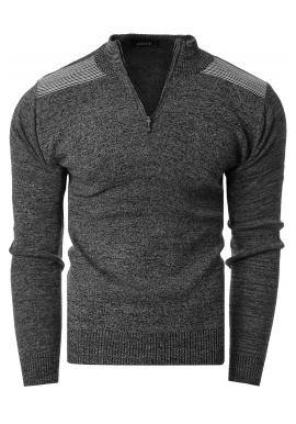 Čierny pohodlný sveter so zapínaným výstrihom pre pánov