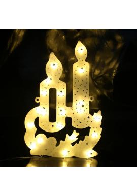 Vianočná visiaca ozdoba v tvare sviečok v teplej bielej farbe