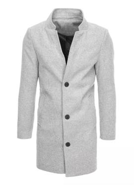 Pánsky dlhý jednoradový kabát v sivej farbe vo výpredaji