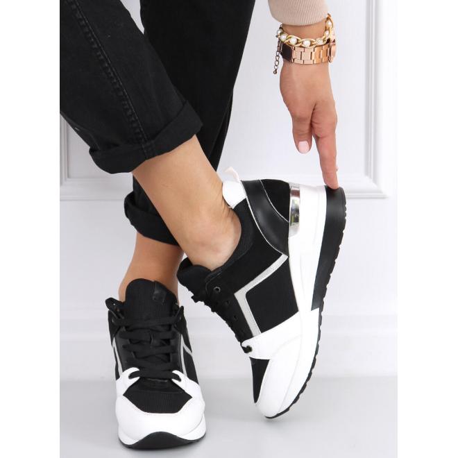 Čierno-biele módne Sneakersy s klinovým opätkom pre dámy