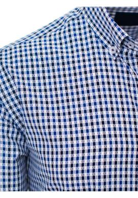Vzorovaná pánska košeľa modrej farby s dlhým rukávom
