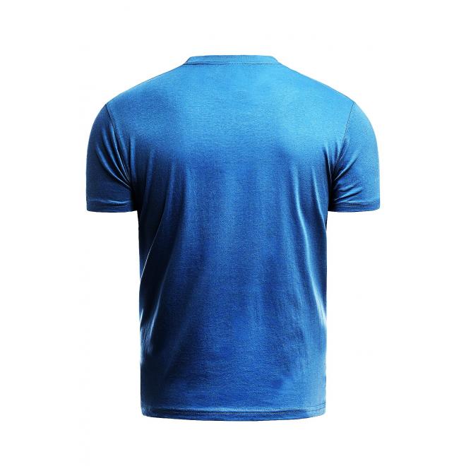 Pánske klasické tričko s potlačou v tyrkysovej farbe