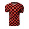Pánske módne tričko so šachovnicovým vzorom v červenej farbe