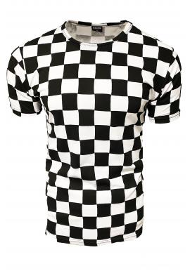 Biele módne tričko so šachovnicovým vzorom pre pánov