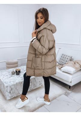 Tmavobéžová oversize bunda na zimu pre dámy