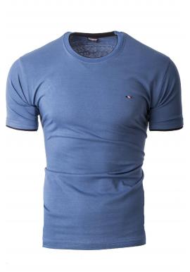 Jednofarebné pánske tričko modrej farby s krátkym rukávom