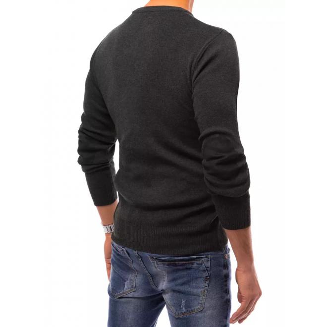 Klasický pánsky sveter tmavosivej farby s okrúhlym výstrihom