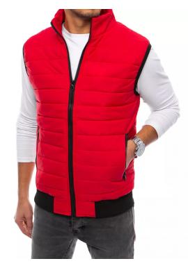 Pánska prešívaná vesta bez kapucne v červenej farbe