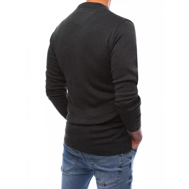 Tmavosivý pánsky sveter s okrúhlym výstrihom