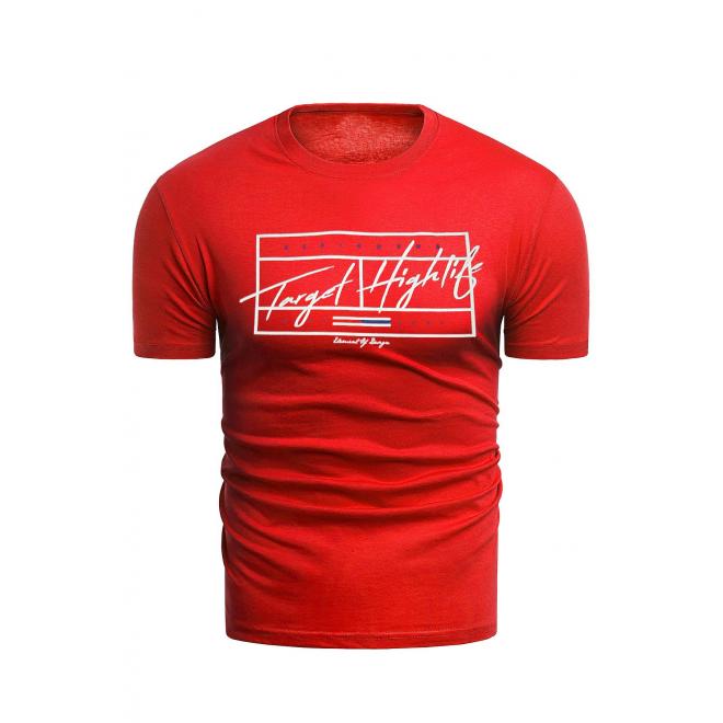 Klasické pánske tričká červenej farby s potlačou