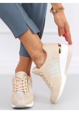 Módne dámske Sneakersy béžovej farby s klinovým opätkom