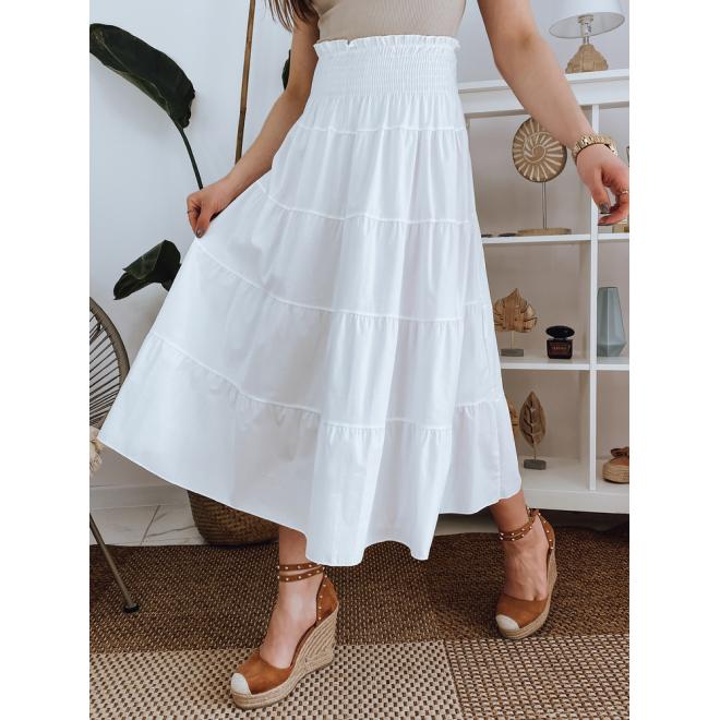Dámska biela maxi sukňa s gumou v páse
