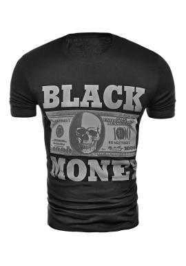 Pánske módne tričko s potlačou v čiernej farbe vo výpredaji