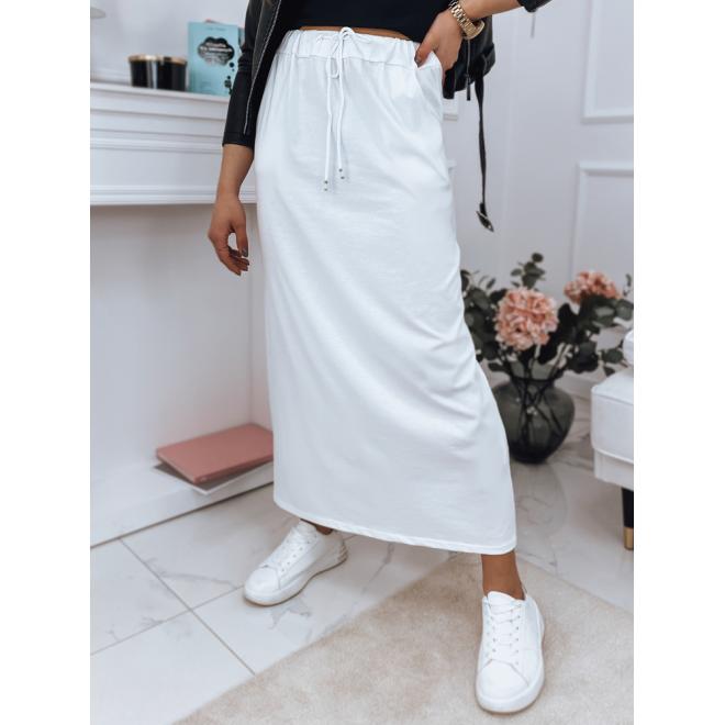 Biela dlhá sukňa s gumou v páse