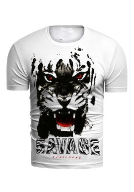 Biele pánske tričko s potlačou tigra