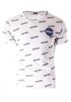Pánske biele tričko s potlačou NASA