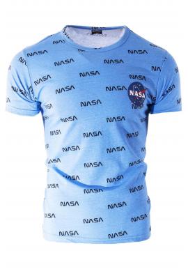 Tyrkysové pánske tričko s potlačou NASA