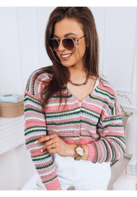 Krátky ažúrový sveter v ružovej farbe