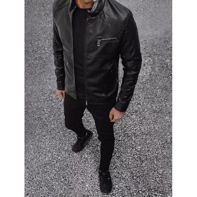 Čierna kožená bunda pre pánov