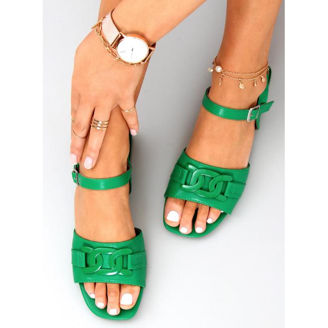 Dámske zelené sandále na nízkom opätku