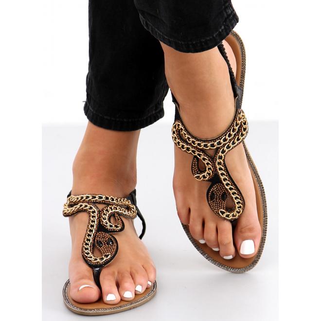 Dámske čierne sandále s ozdobou hada
