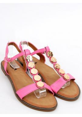 Dámske ružové sandále so zlatou ozdobou