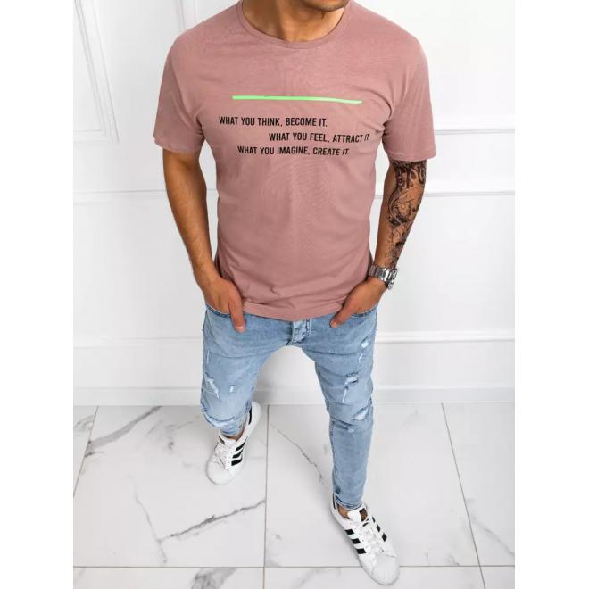 Pánske klasické tričko s potlačou v ružovej farbe