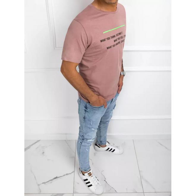 Pánske klasické tričko s potlačou v ružovej farbe