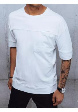 Bavlnené pánske tričká bielej farby s vreckom na hrudi