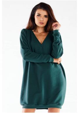Zelené oversize šaty s dlhým rukávom