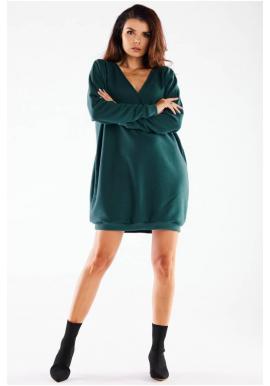 Zelené oversize šaty s dlhým rukávom
