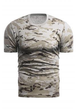 Pánske módne tričko so vzorom pixelov v béžovej farbe vo výpredaji