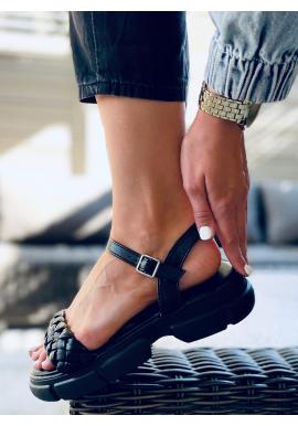 Dámske čierne sandále s vysokou podrážkou