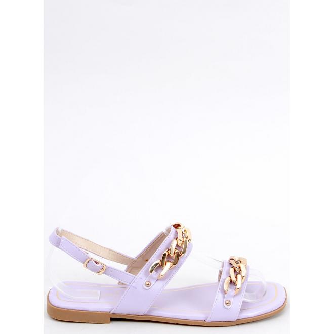 Fialové dámske sandále so zlatými retiazkami