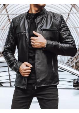 Čierna kožená bunda s prešívaním