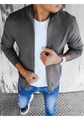 Pánsky sveter na zips v tmavosivej farbe