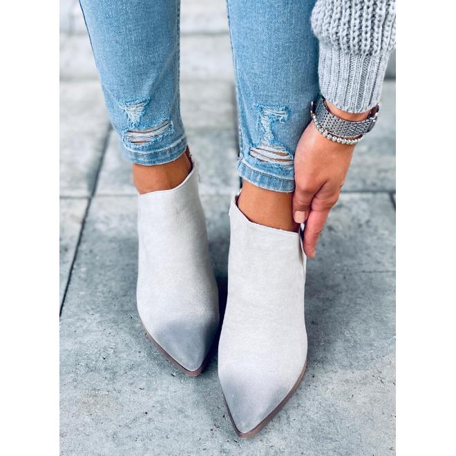 Sivé semišové topánky na stabilnom podpätku pre dámy
